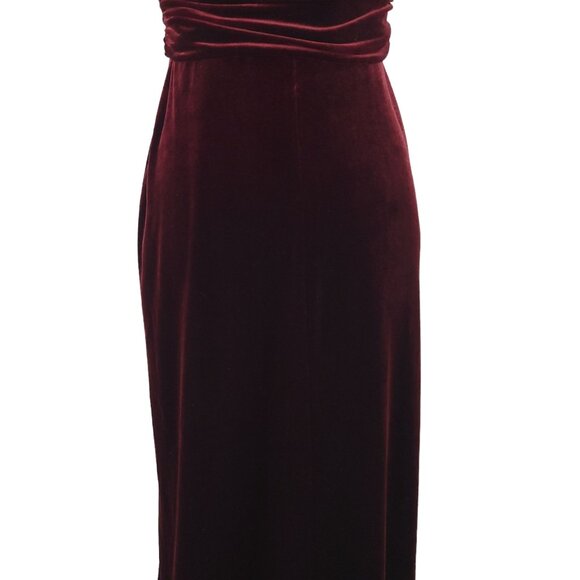 Laundry By Shelli Segal Velvet Maxi Dress Womens Size 4 Burgundy Halter Formal - Picture 7 of 14